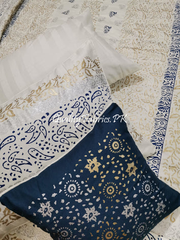 CS-680: Bridal 8 Piece Comforter Set (Block Printing & Premium Quality Cotton Satin)