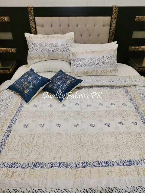 CS-680: Bridal 8 Piece Comforter Set (Block Printing & Premium Quality Cotton Satin)