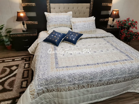 CS-680: Bridal 8 Piece Comforter Set (Block Printing & Premium Quality Cotton Satin)