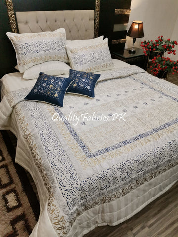 CS-680: Bridal 8 Piece Comforter Set (Block Printing & Premium Quality Cotton Satin)