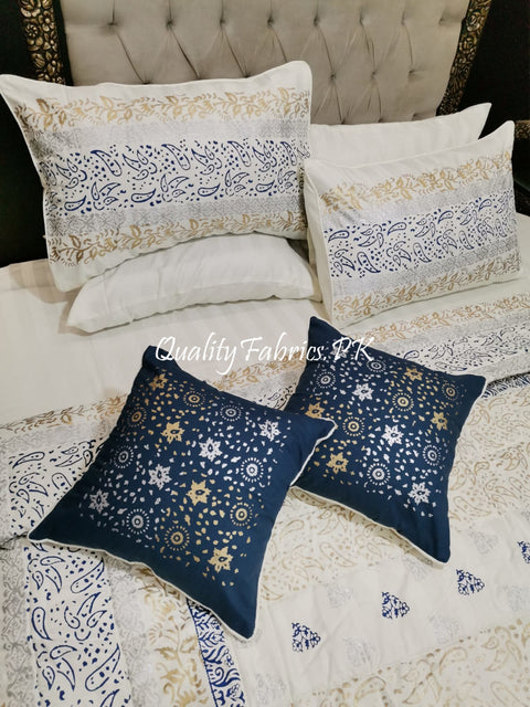 CS-680: Bridal 8 Piece Comforter Set (Block Printing & Premium Quality Cotton Satin)