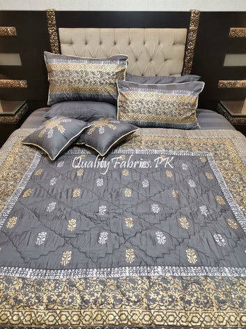 CS-681: Bridal 8 Piece Comforter Set (Block Printing & Premium Quality Cotton Satin)