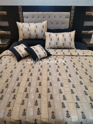 CS-682: Bridal 8 Piece Comforter Set (Block Printing & Premium Quality Cotton Satin)