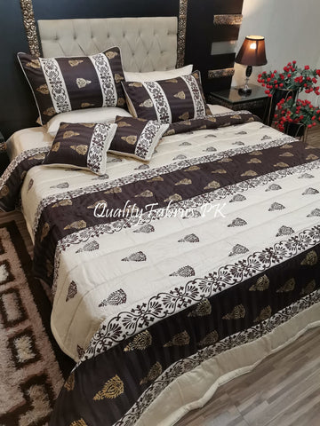 CS-683: Bridal 8 Piece Comforter Set (Block Printing & Premium Quality Cotton Satin)