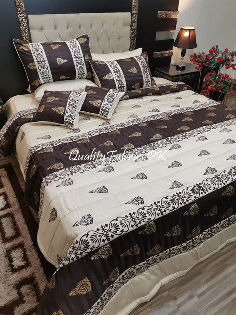 CS-683: Bridal 8 Piece Comforter Set (Block Printing & Premium Quality Cotton Satin)