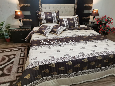 CS-683: Bridal 8 Piece Comforter Set (Block Printing & Premium Quality Cotton Satin)