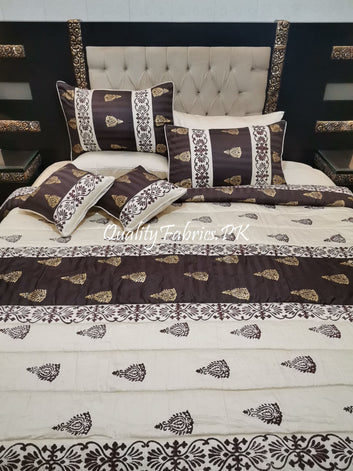 CS-683: Bridal 8 Piece Comforter Set (Block Printing & Premium Quality Cotton Satin)
