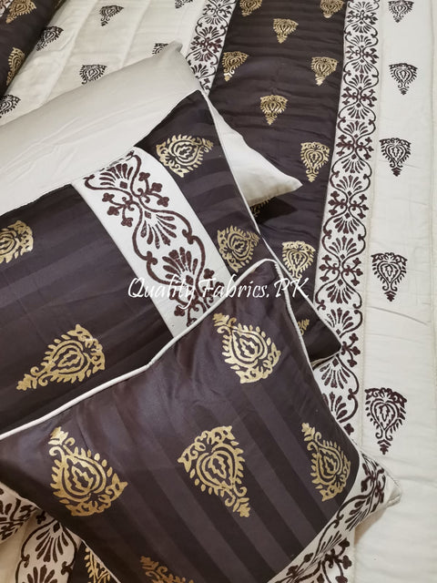 CS-683: Bridal 8 Piece Comforter Set (Block Printing & Premium Quality Cotton Satin)