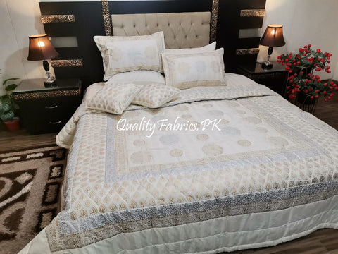 CS-684: Bridal 8 Piece Comforter Set (Block Printing & Premium Quality Cotton Satin)