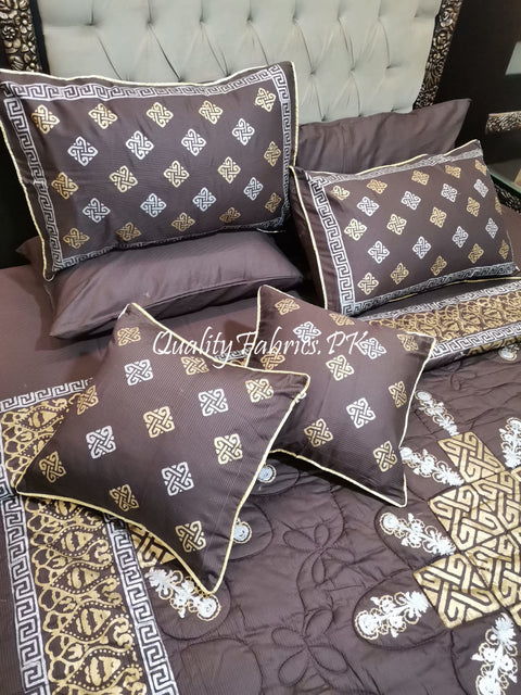 CS-685: Bridal 8 Piece Comforter Set (Block Printing & Premium Quality Cotton Satin)