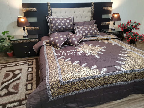 CS-685: Bridal 8 Piece Comforter Set (Block Printing & Premium Quality Cotton Satin)