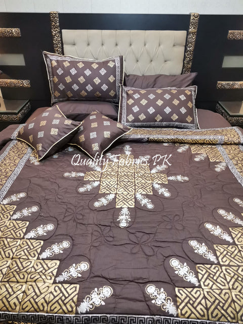 CS-685: Bridal 8 Piece Comforter Set (Block Printing & Premium Quality Cotton Satin)
