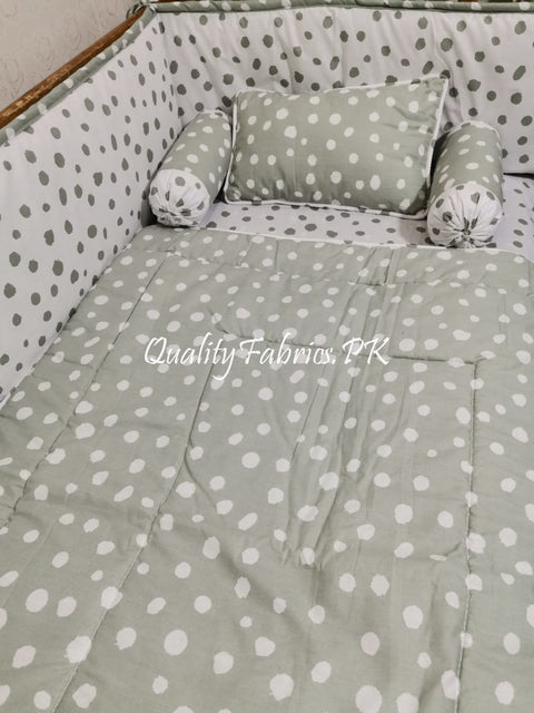 CS-686: Polka Dots Theme Cot Bedding Set