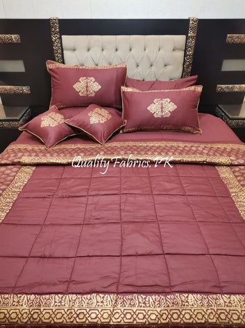 CS-687: Bridal 8 Piece Comforter Set (Block Printing & Premium Quality Cotton Satin)