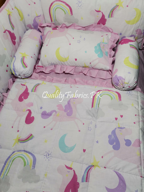 CS-701: Rainbow Unicorn Cot Bedding Set