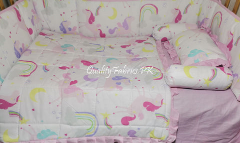 CS-701: Rainbow Unicorn Cot Bedding Set