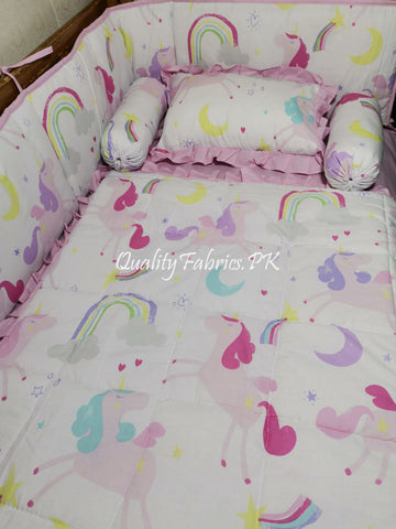 CS-701: Rainbow Unicorn Cot Bedding Set
