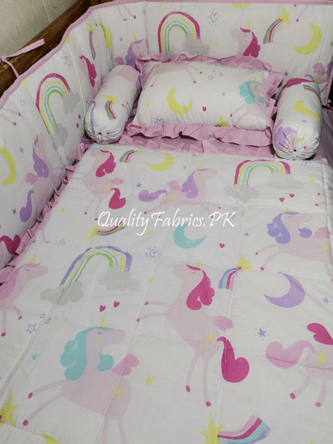 CS-701: Rainbow Unicorn Cot Bedding Set