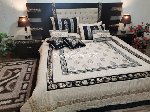 CS-702: Bridal 10 Piece Comforter Set (Block Printing & Premium Quality Cotton Satin)