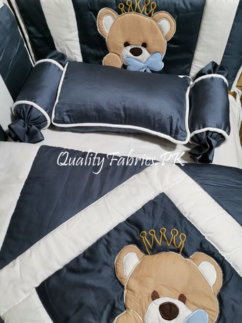 CS-702: Bear Theme Embroidered Cot Bedding Set