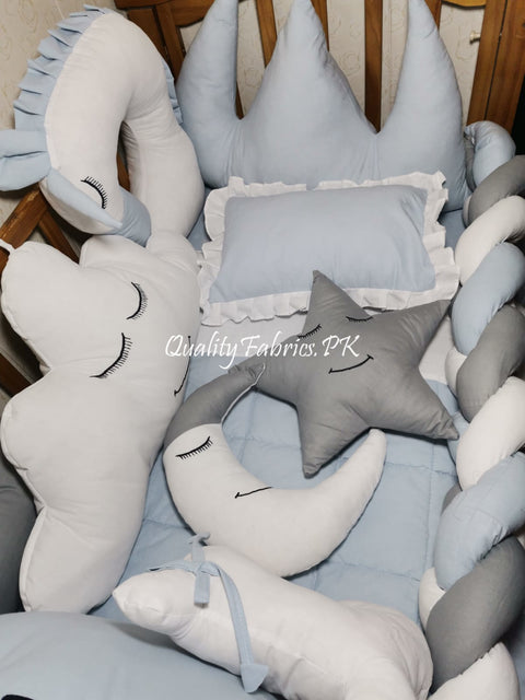 CS-711: Cloud & Crown Theme Cot Bedding Set