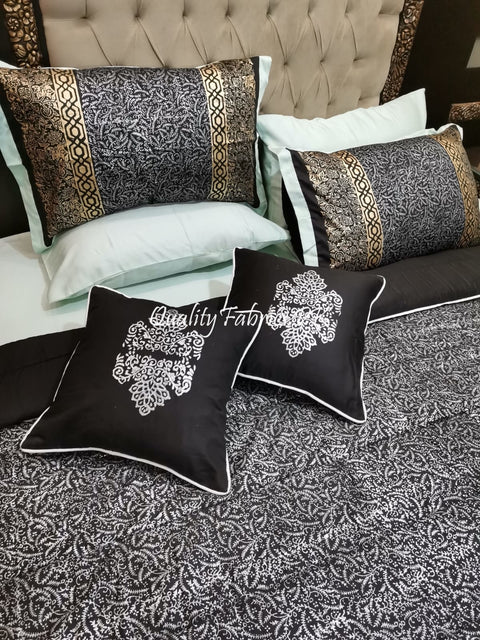 CS-711: Bridal 8 Piece Comforter Set (Block Printing & Premium Quality Cotton Satin)