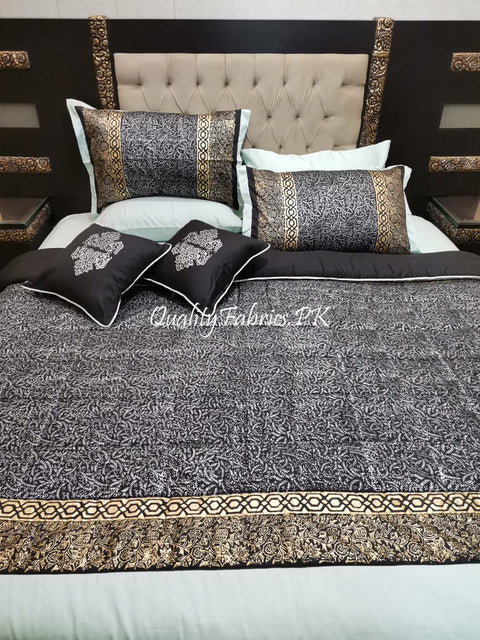 CS-711: Bridal 8 Piece Comforter Set (Block Printing & Premium Quality Cotton Satin)