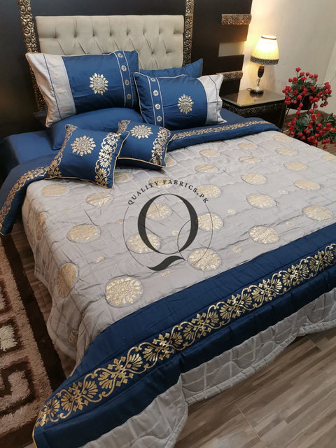 CS-752: Bridal 8 Piece Comforter Set (Block Printing & Premium Quality Cotton Satin)