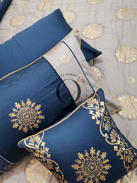 CS-752: Bridal 8 Piece Comforter Set (Block Printing & Premium Quality Cotton Satin)