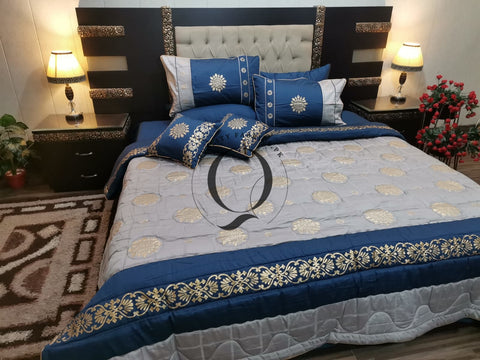 CS-752: Bridal 8 Piece Comforter Set (Block Printing & Premium Quality Cotton Satin)