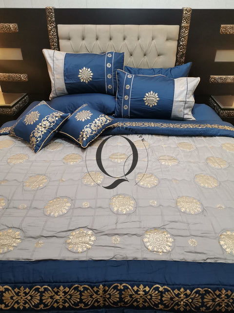 CS-752: Bridal 8 Piece Comforter Set (Block Printing & Premium Quality Cotton Satin)