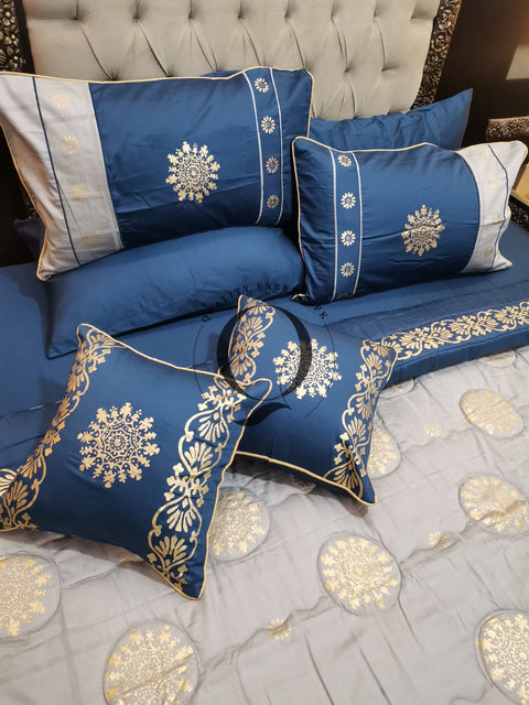 CS-752: Bridal 8 Piece Comforter Set (Block Printing & Premium Quality Cotton Satin)