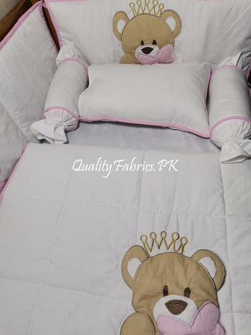 CS-753: Bear Theme Embroidered Cot Bedding Set