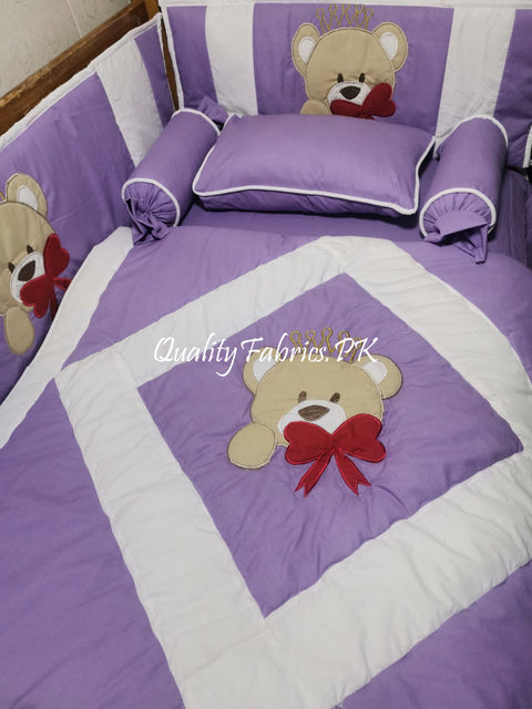 CS-754: Bear Theme Embroidered Cot Bedding Set