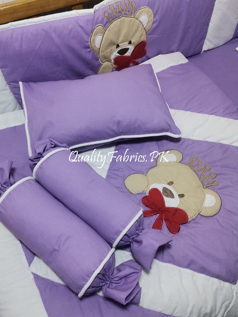 CS-754: Bear Theme Embroidered Cot Bedding Set