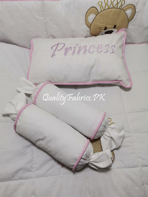 CS-755: Bear Theme Embroidered Cot Bedding Set with Name