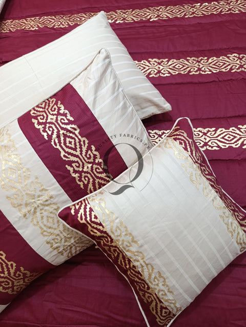 CS-766: Bridal 8 Piece Comforter Set (Block Printing & Premium Quality Cotton Satin)