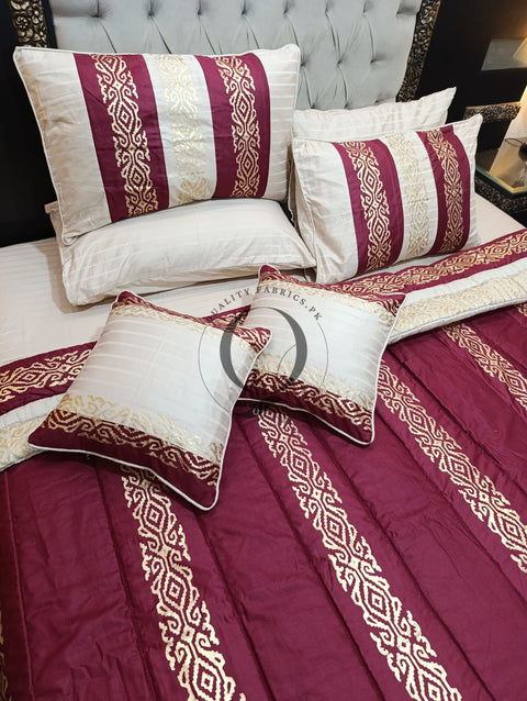 CS-766: Bridal 8 Piece Comforter Set (Block Printing & Premium Quality Cotton Satin)