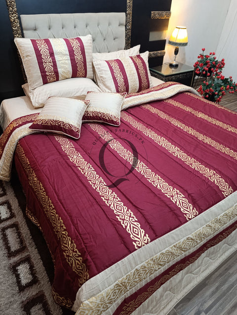 CS-766: Bridal 8 Piece Comforter Set (Block Printing & Premium Quality Cotton Satin)