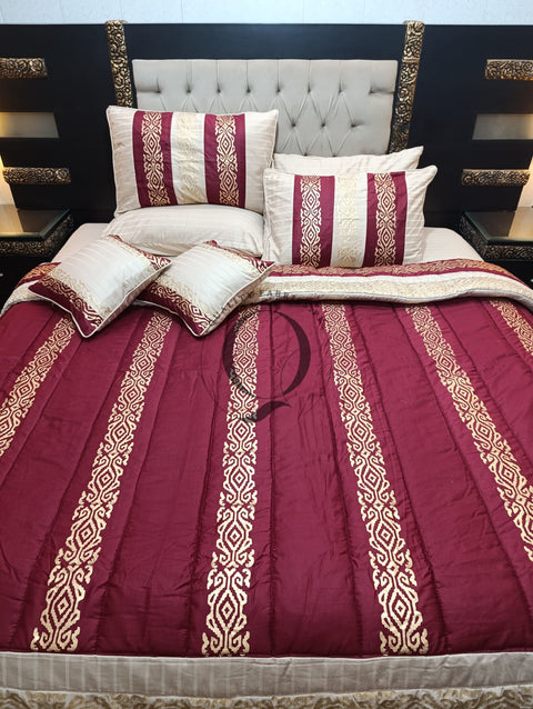 CS-766: Bridal 8 Piece Comforter Set (Block Printing & Premium Quality Cotton Satin)