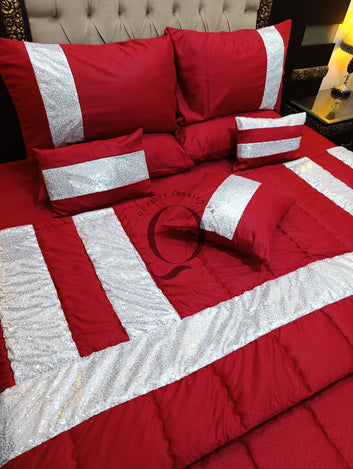 CS-783: BRIDAL 8 PIECE COMFORTER SET (Cotton Satin & Sequence)