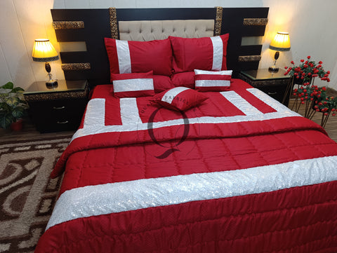 CS-783: BRIDAL 8 PIECE COMFORTER SET (Cotton Satin & Sequence)
