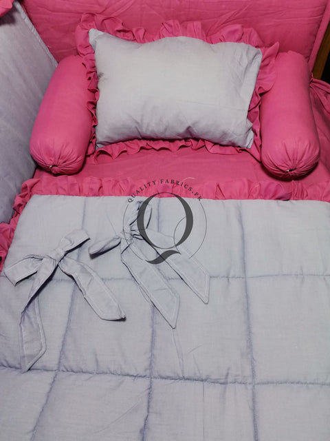 CS-837: Frill Theme Cot Bedding Set (Any Color)