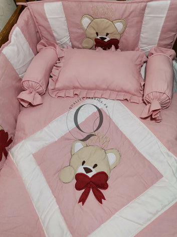 CS-917: Bear Theme Embroidered Cot Bedding Set
