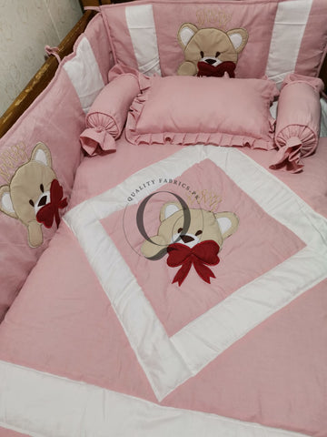 CS-917: Bear Theme Embroidered Cot Bedding Set