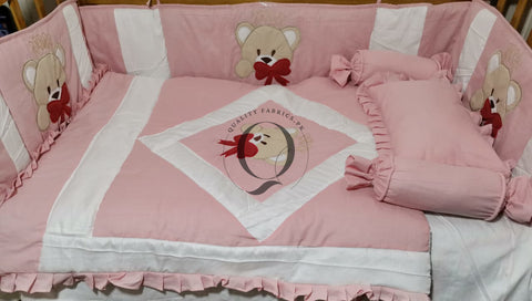 CS-917: Bear Theme Embroidered Cot Bedding Set