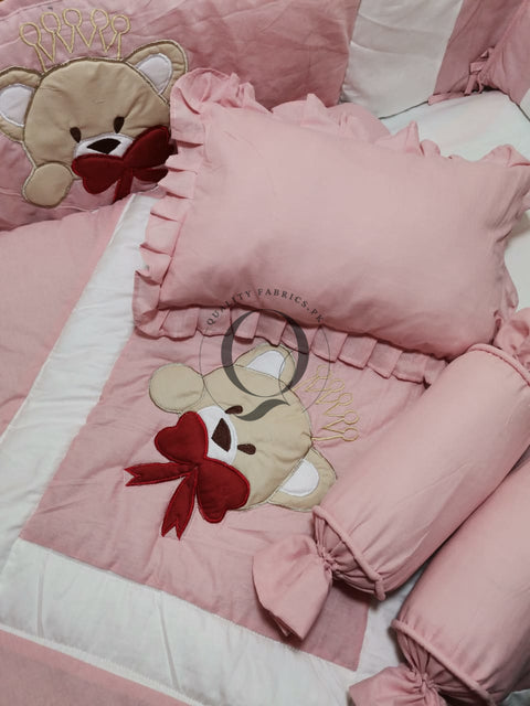 CS-917: Bear Theme Embroidered Cot Bedding Set