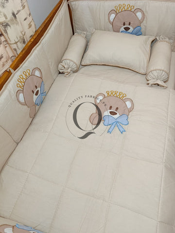 CS-928: Bear Theme Embroidered Cot Bedding Set