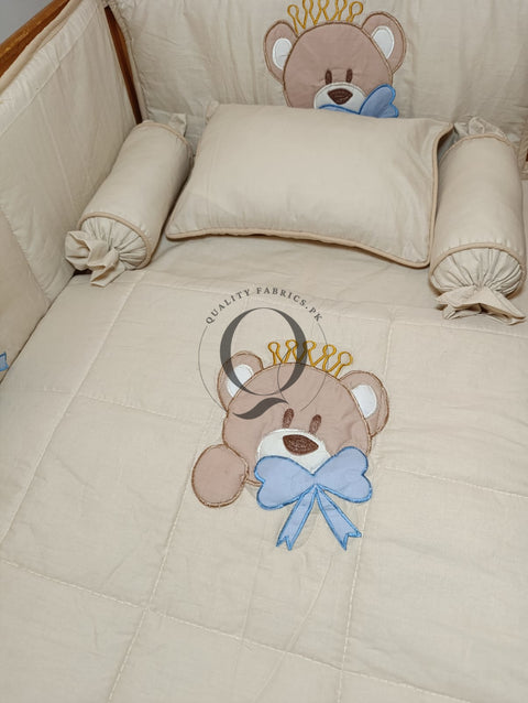 CS-928: Bear Theme Embroidered Cot Bedding Set