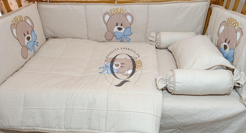 CS-928: Bear Theme Embroidered Cot Bedding Set